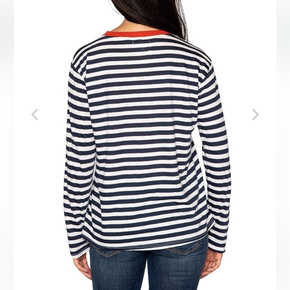 Velvet By Graham & Spencer Renny Slub Knit Stripe Long Sleeve Tee - Willow Small - Picture 2 of 2